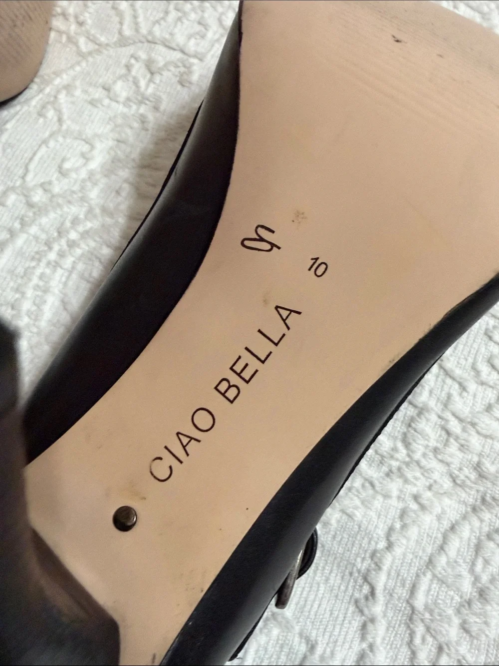 Ciao Bella Size 10 Black Peep-Toe Mary Jane High Heels